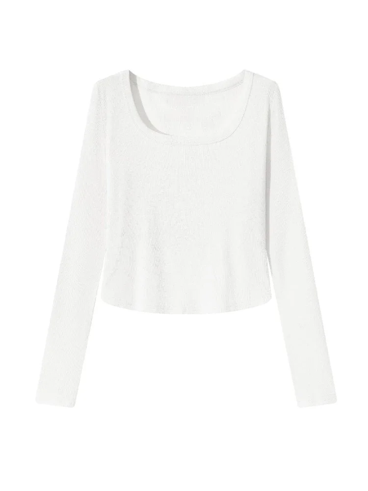 2026 Neues Elegantes Schlankes Vielseitiges Basic-Layering-Oberteil Lässiges Damen-Herbst-T-Shirt Stilvolles Langarm-Shirt mit Rundhalsausschnitt – Detail 2