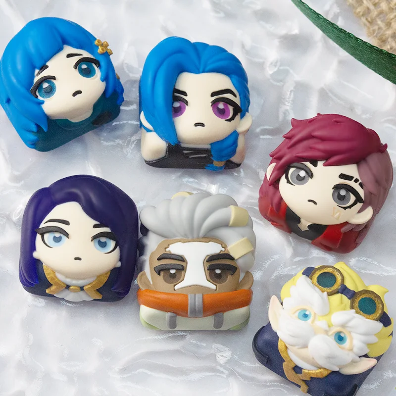 

LOL Arcane Season Art Key Caps Jinx/Vi Resin Layered Drip Gel Customized MX Switch Keycaps for Mechanical Keyboard Accessories