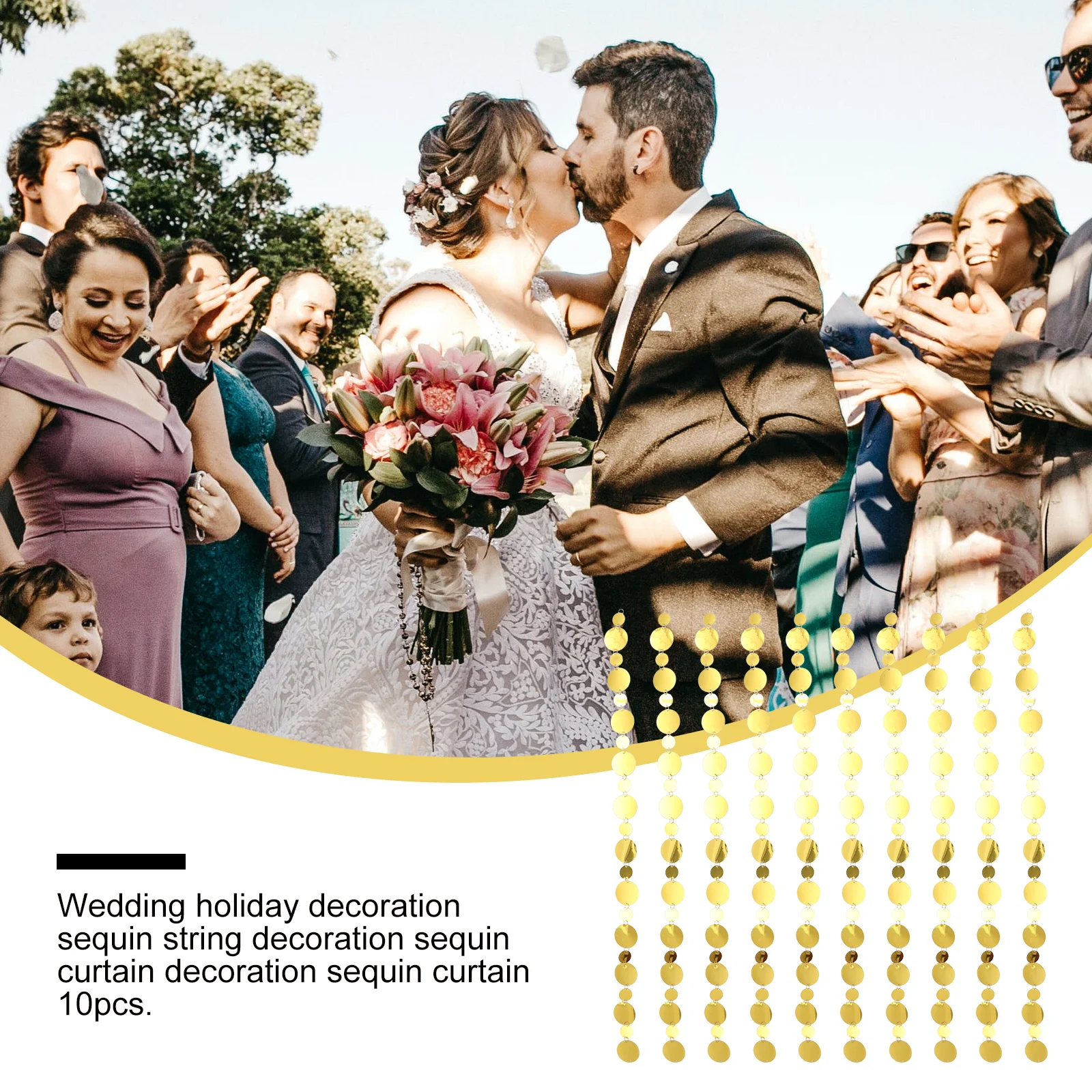 

10Pcs Sequins Curtain Decorative Wedding Hanging Festival Party Screen Decor Creative Wedding Supply Sequins Curtain