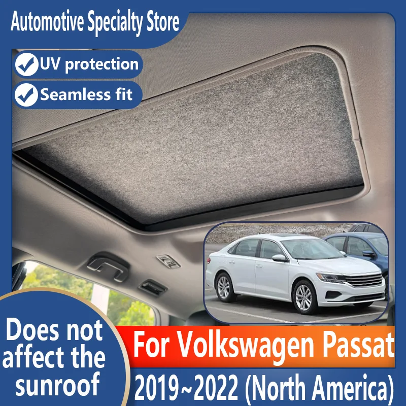 

Для Volkswagen Passat 2019 ~ 2022 21 автомобильный люк, изоляционный козырек на крыше, электростатическая адсорбция, замшевая ткань, защита от солнца, защита от U