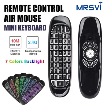 C120 Air Mouse 2.4G RF Smart Remote Control 7 Color Backlight English Wireless Keyboard fo