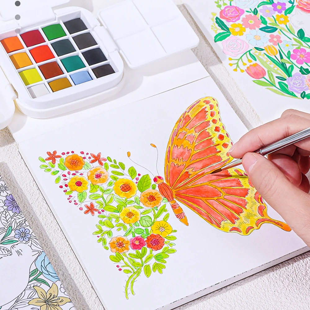 24 sheets Pattern series coloring book, student sketching paper coloring, decompression puzzle coloring book