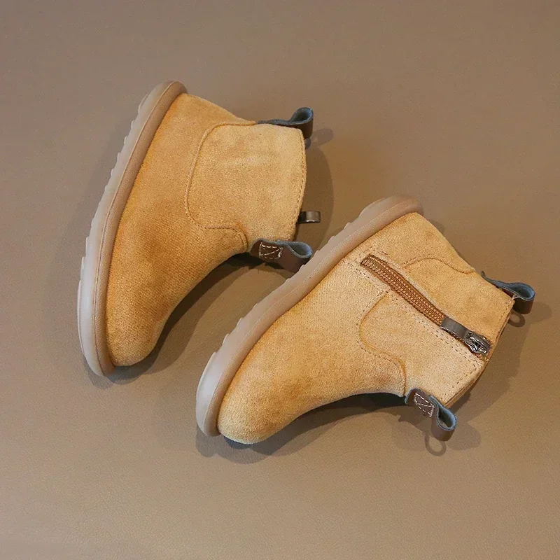 Botas de ante Oxford para niños y niñas, zapatos informales antideslizantes para exteriores, botines de felpa para niños, Otoño e Invierno