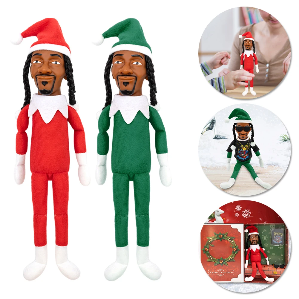 Snoop Dogg Snoop on a Stoop Christmas Elf Small Plush Toys Includes Elf Toy Tshirt Sunglasses and Necklace Christmas Party Decor