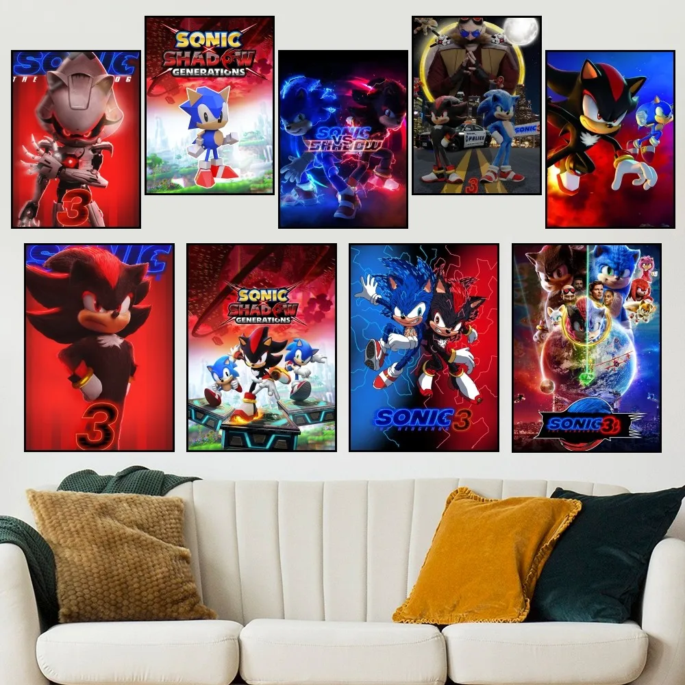 

Cartoon Game S-Sonic Movie P Poster Small Prints Room Wall Sticker Wall Painting Bedroom Living Office