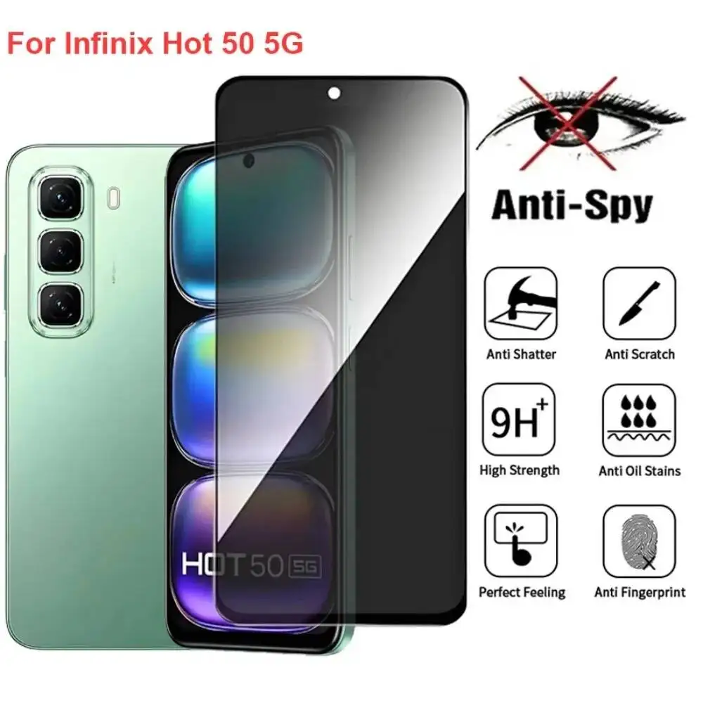 

Hot 50 X6720 Anti Spy Privacy Tempered Glass Screen Protector Compatible For Infinix Hot50 5G Phone Film