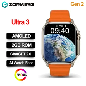 울트라 3 AMOLED 스마트 워치, 2GB ROM, 49mm, 로컬 음악 녹음, 스마트워치 OS10 앨범 동기화, 여성 Qifit 2024 