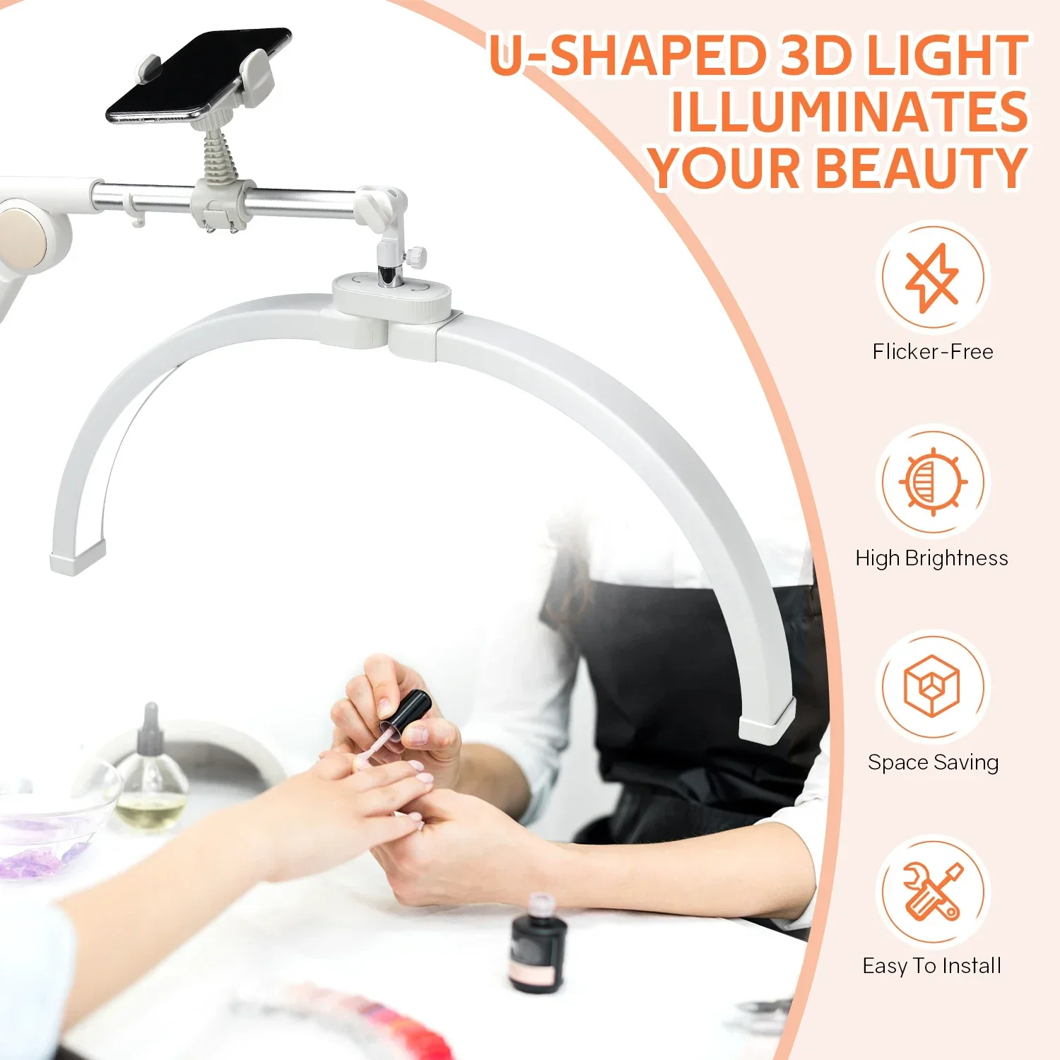 للطي نصف القمر مصباح مانيكير الجمال الوشم التطريز الرموش مشرق قابل للتعديل نصف القمر ملء الجدول الخفيفة للأظافر #2