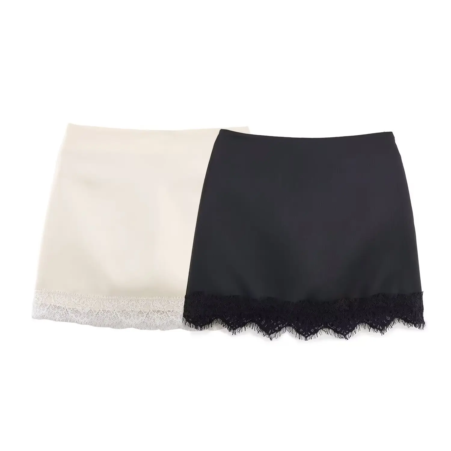 Faionable Street Sle Damesrokbroek met kanten zoom All-Match Herfst Winter Nieuwe collectie Stand Fit A-lijn rok