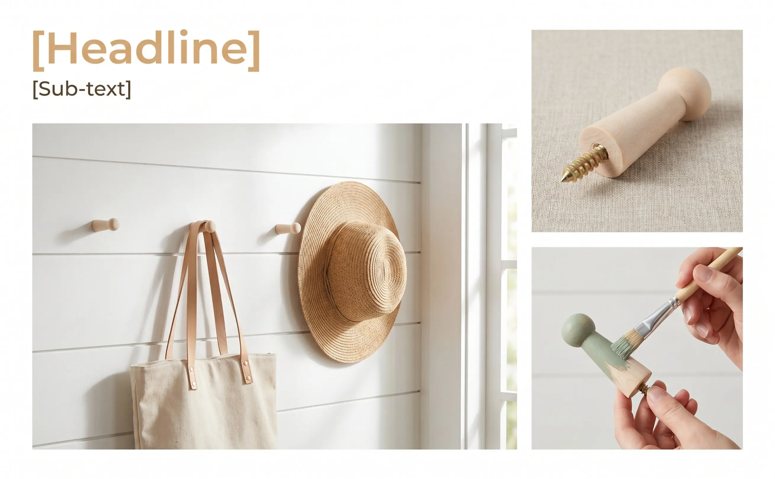 16Pcs Wood Peg Hooks Unfinished Natural Screw-in Wall Hangers Farmhouse Towel Bag Coat Rack Organizer Entryway Bedroom
