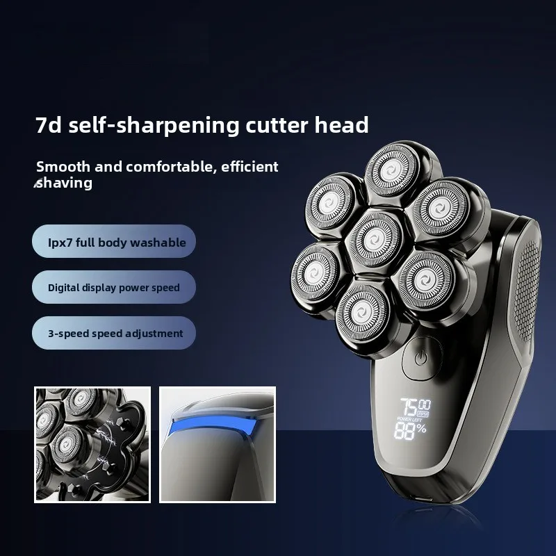 

Electric shaver with digital display high and low gears magnetic suction five in one shaver dry and wet dual shaving
