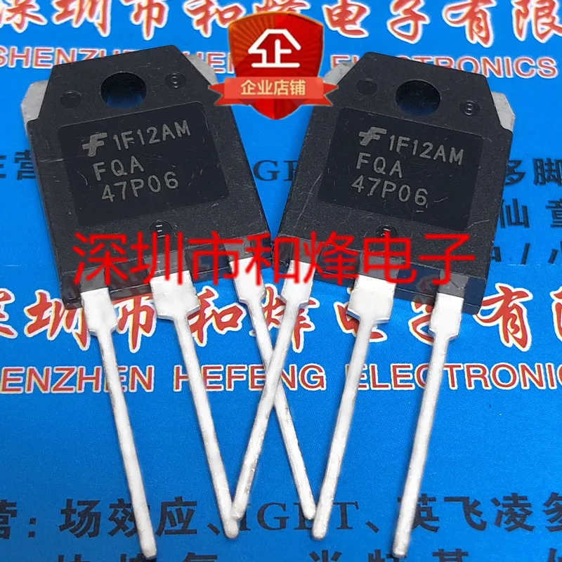 FQA47P06 P TO-3P 60V 55A Novo e Original Em Estoque, 5Pcs a 10Pcs