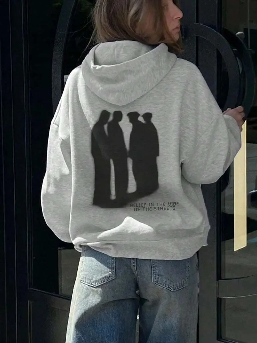 

Street - Inspired Pure Cotton Hoodie Featuring Group Silhouette and Inspiring Text - Trendy Streetwear Choice for Street