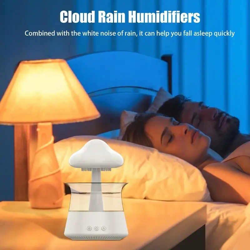 Cloud Diffuser With Rain Mushroom Rain Humidifier Colored Remote Control Raining Cloud Night Light With Charging Cable Workplace