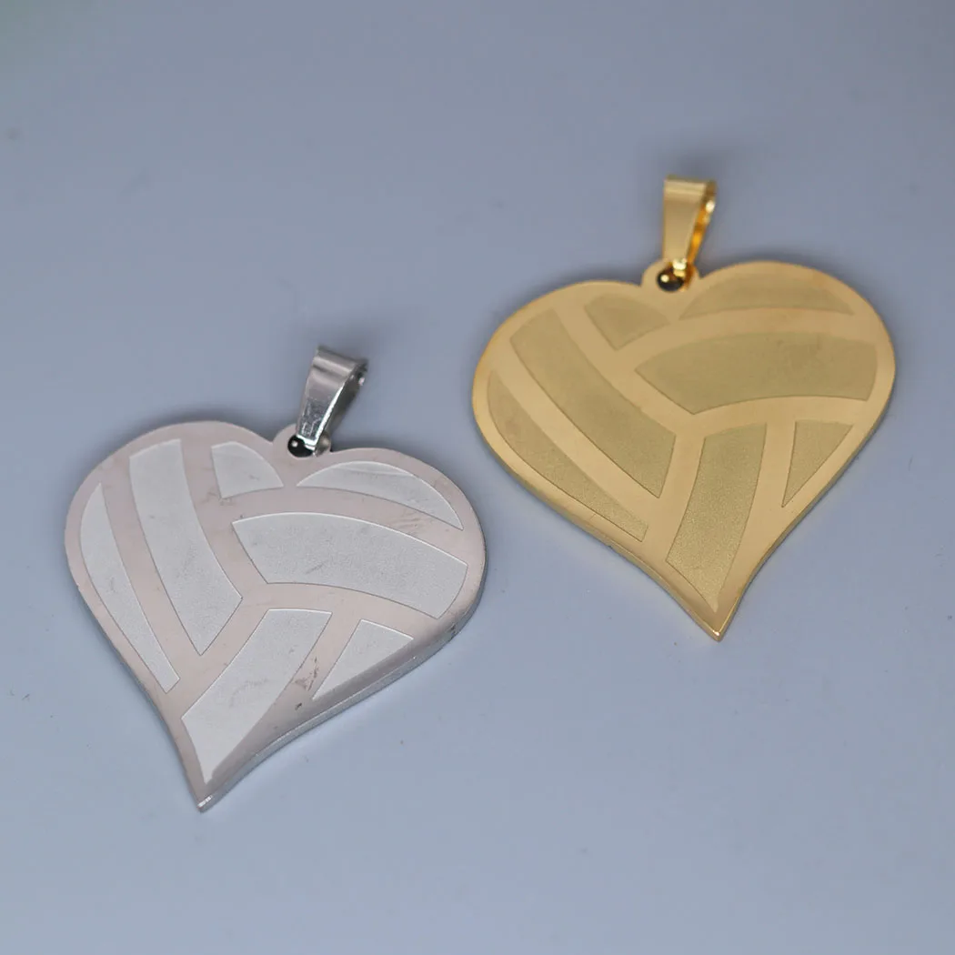 2Pcs/lot Stainless Steel Heart Basketball Fan Love Pendant For DIY Necklace Bracelets Jewelry Crafts Making Findings