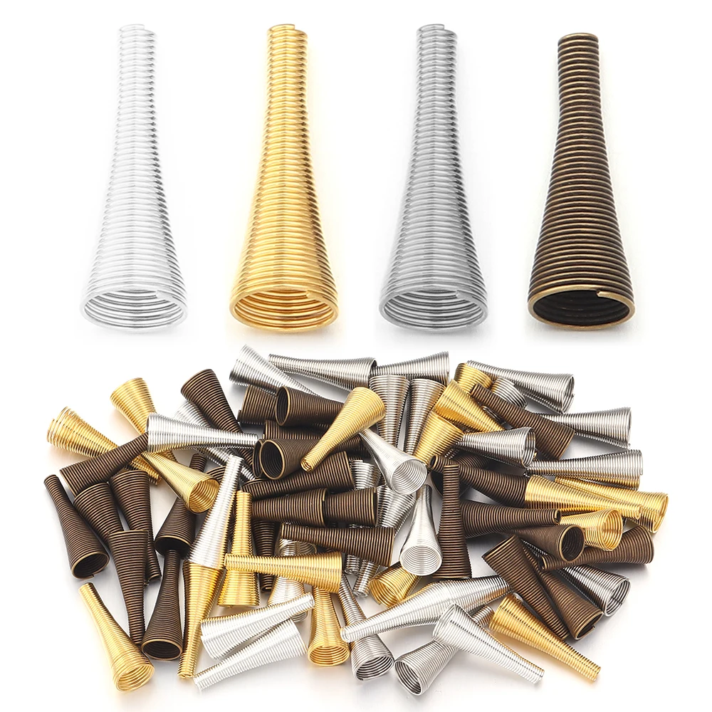 30 teile/los Metall Frühling Crimp End Perlen Kappen Kegel Frühling Spule Spacer End Kappen Anschlüsse Für Schmuck Machen Erkenntnisse Zubehör