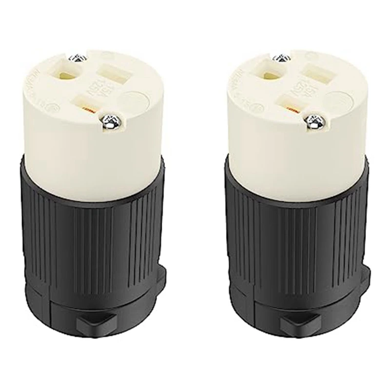 2-Piece NEMA 5-15R Cord Connector Female Plug Replacement Cord Outlet 15 Amp 125 Volt 2 Pole 3 Wire