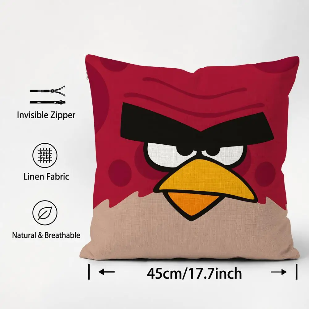 Game A-Angry B-Birds Cushion Cover Cushion Covers Natural Linen Breathable Sofa Bedroom Decor Pillowcase