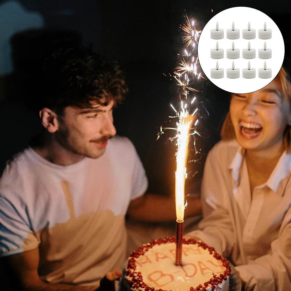 

12 Pcs LED Candles Realistic Flame White Warm Light Operated Led Lamps for Home Party Bedroom Decor