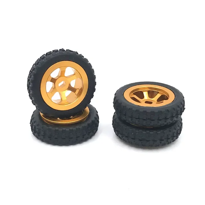 

4PCS 1/28 RC Model Toy Rubber Tire Tyre Upgrade Accessories Fit for WLtoys k989 k969 RC Car Parts Aluminum Wheel Hubs Tires