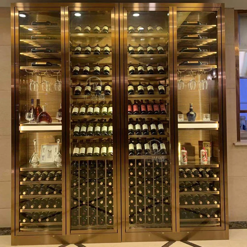 

Wine cabinet clubhouse stainless steel wine cabinet constant temperature red wine cabinet display cabinet light luxury metal win