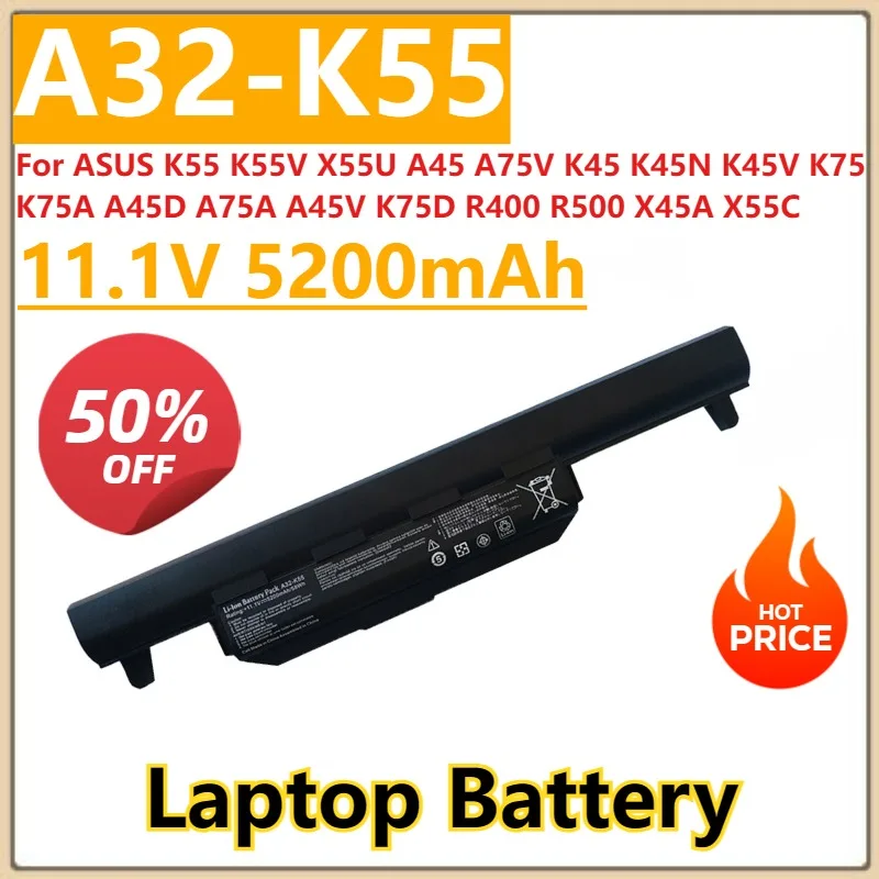 

Новый аккумулятор A32-K55 11,1 В 5200 мАч для ASUS K55 K55V X55U A45 A75V K45 K45N K45V K75 K75A A45D A75A A45V K75D R400 R500 X45A X55C