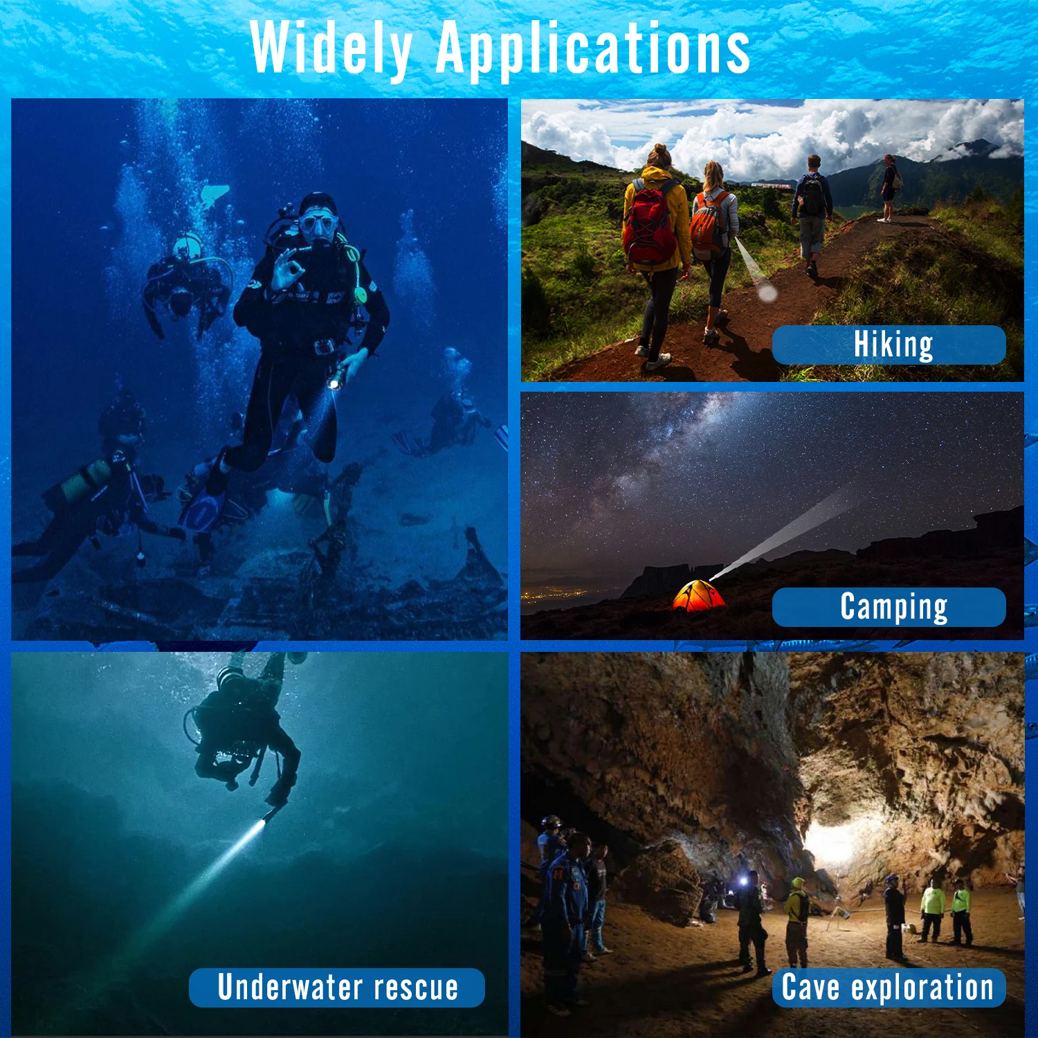 Nitescuba S12ไฟฉายดำน้ำ1200 Lumen ไฟฉายดำน้ำกันน้ำ100M Night ใต้น้ำโดยใช้แบตเตอรี่18650