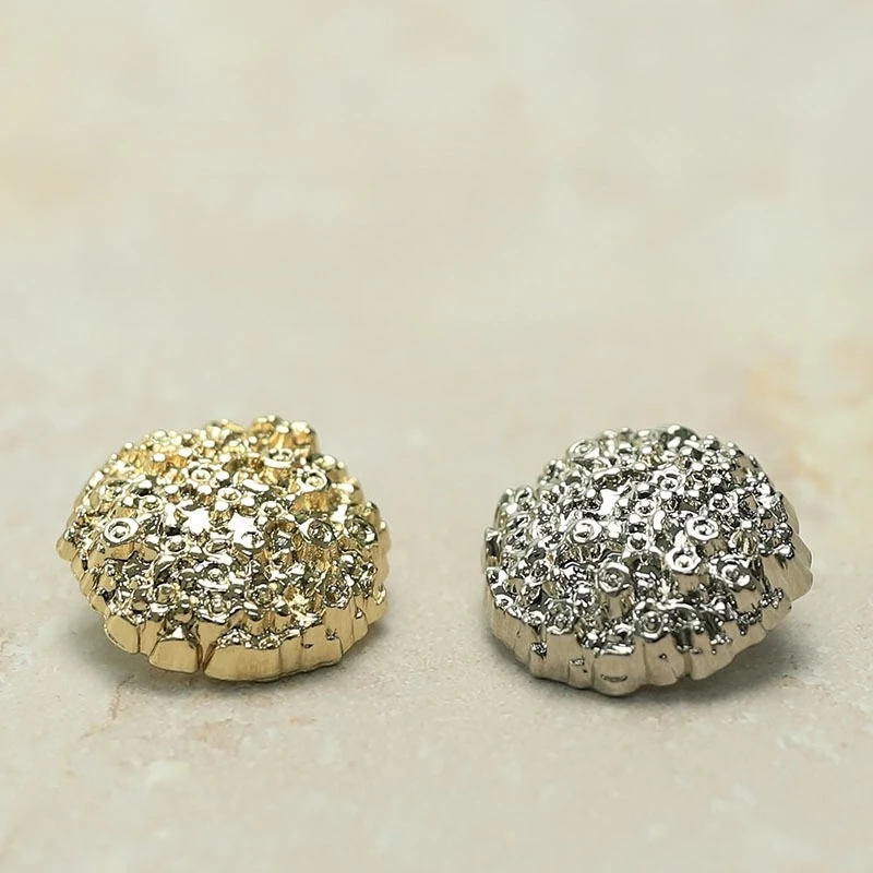 

10pcs Creative Pitted Surface Metal Buttons 17mm/23mm Irregular Shaped Shank Buttons for Clothing