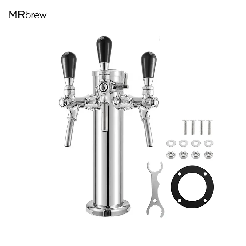 Triple Tap Draft Beer Tower Stainless Steel 3\