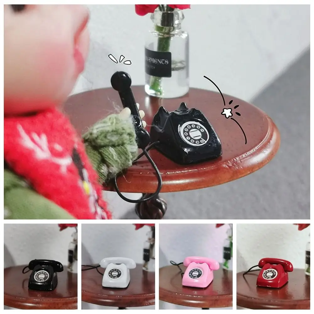 1:12 Doll House Miniature Simulated Telephone Rotary Dollhouse Furniture Dollhouse Miniature Phone Model Mini Phone Vintage