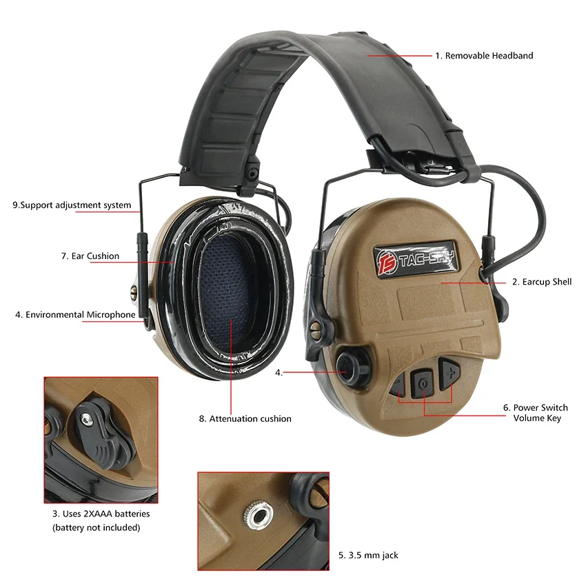 TAC-SKY Upgraded Sordn IPSC Version Silicone Over-Ear Shooting Headset Hearing Protection Outdoor Airsoft Tactical Headset