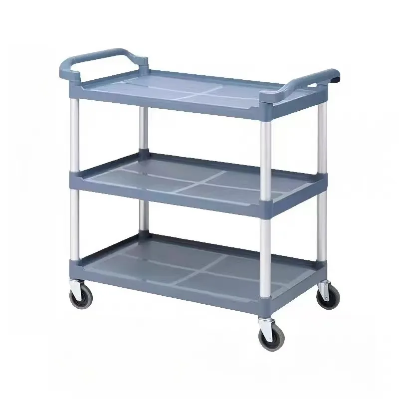 Hotel Kitchen Service Trolley Plastic Dining Delivery Cart 3 Layers Dish Collect Cart