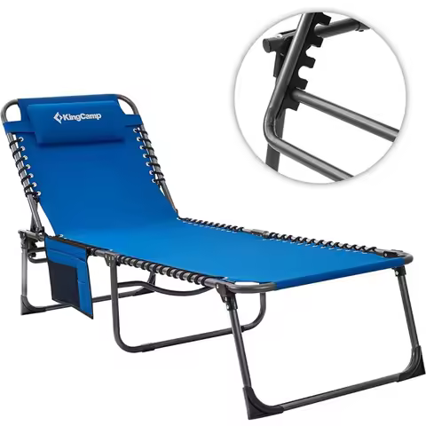 KingCamp Lounge Chairs Outside, Folding Adjustable Patio Chaise Lounges Pool, Beach, Sunbathing, Deck, Portable Heavy Duty