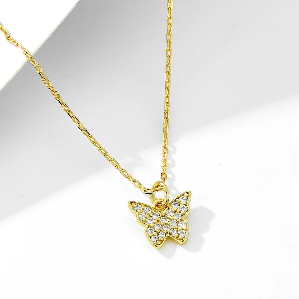 

Dawn's Jewel 925 Sterling Silver Full Diamond Small Butterfly Necklace Female Simple Fashion Light Luxury Zircon Clavicle Chain