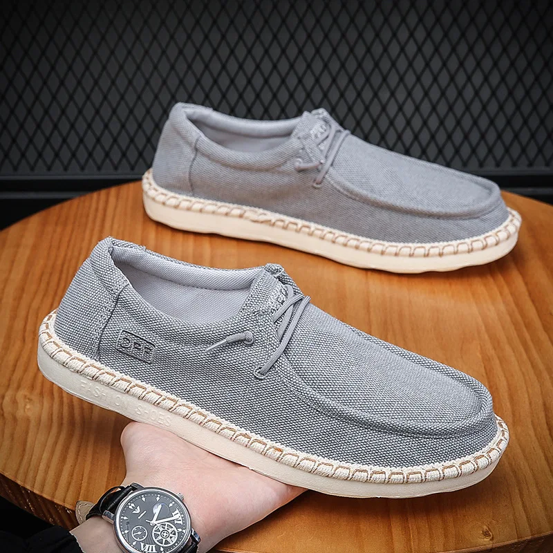 Sapato de lona retrô masculino, tênis casual, respirável, leve, plano, confortável, slip-on, moda, qualidade, novo, quente, 2024