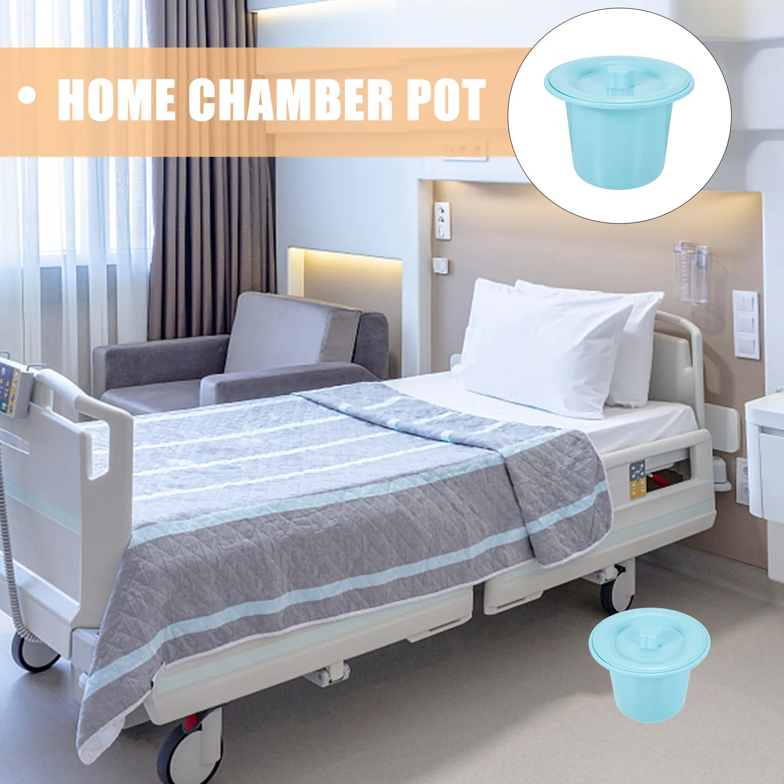 

Premium Thick Plastic Covered Chamber Pot for Elderly Disabled Kids Portable Night Urinal with Non-Slip Base Odor Isolating Home