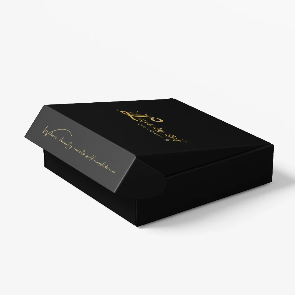 Kotak Kertas Kraft Logo Kustom Kotak Kertas Hitam Kemasan Kotak Pesawat Kemasan Hadiah Mewah Kosmetik Kotak Pesta Pernikahan