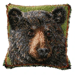 Animal pillow Bear Embroidery kits cross stitch Unfinished Crocheting Yarn Mat Diy pillow Latch hook kit Home decor Needlework