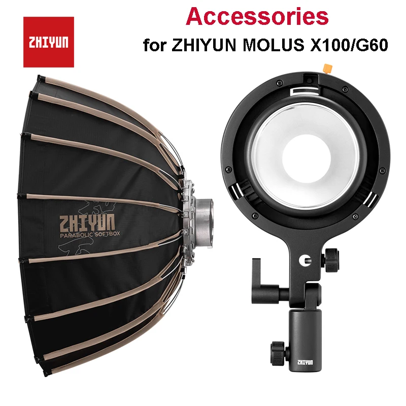 ZHIYUN Accessories Bowens Mount Adapter / Ball Softbox / Silicone Softball / Extension Plate for MOLUS X100/G60 Pocket COB Light