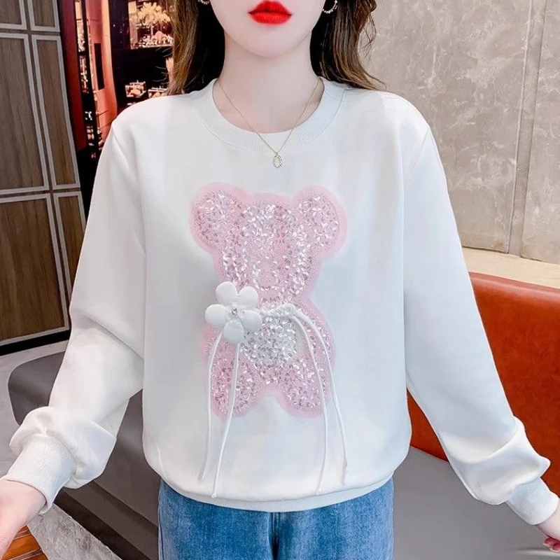 فضفاض الترتر البلوز للنساء Kpop رخيصة لطيفة اللون الأساسية ملابس الشباب دروبشيبينغ طويلة الأكمام امرأة البلوز القمم #4