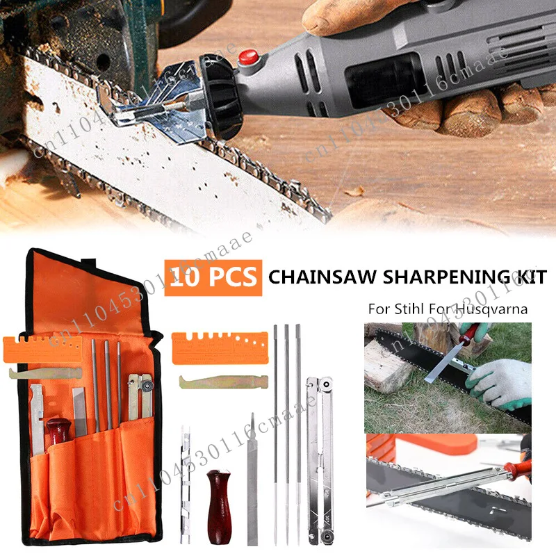 

Chainsaw File Grinding Chain File Cloth Bag, Chain Saw, Electric Chain Saw File Wooden Handle Grinding Set