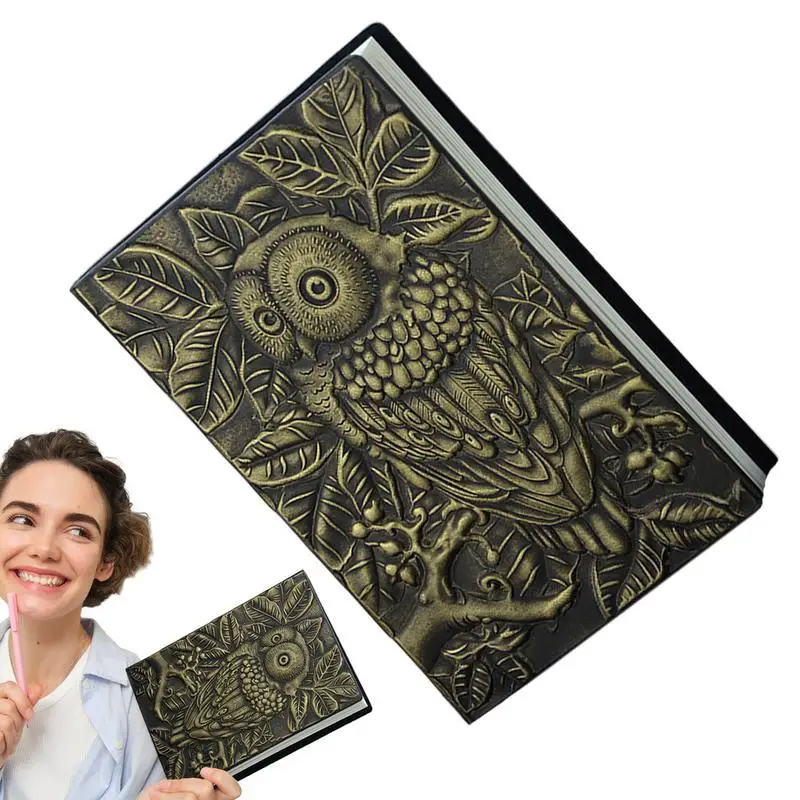 Owl Journal 3D Embossed Bird Vintage Journal Desk Accessories Unique Cute Owl Holiday Gift For Journaling Ideas Thoughts