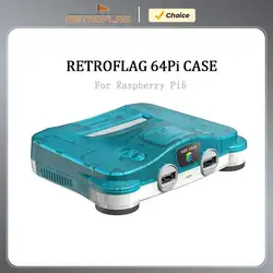 Retroflag N64Pi Case with Dual USB Ports, SD Card Storage, Safe Shutdown and Reset for Raspberry Pi5 Game Accessories