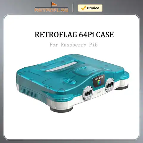 Retroflag N64Pi Case with Dual USB Ports, SD Card Storage, Safe Shutdown and Reset for Raspberry Pi5 Game Accessories