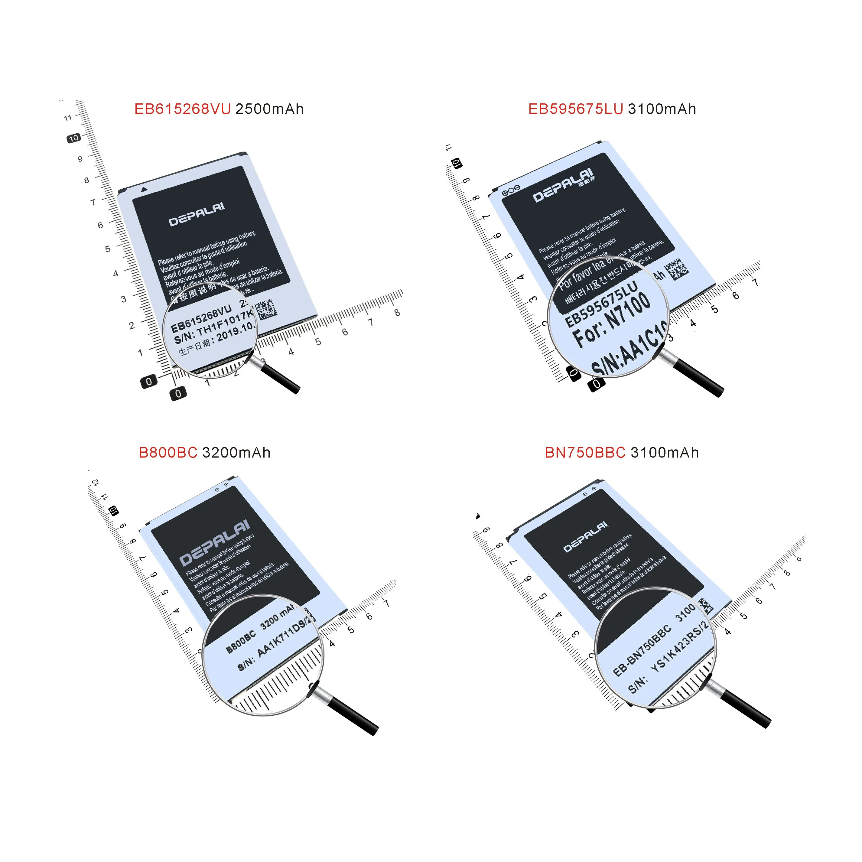 EB615268VU EB595675LU Battery For Samsung Note1 Note2 Note3 i9220 i889 N7000 N7100 N719 N7505 Batteries BN750BBC B800BC Battery