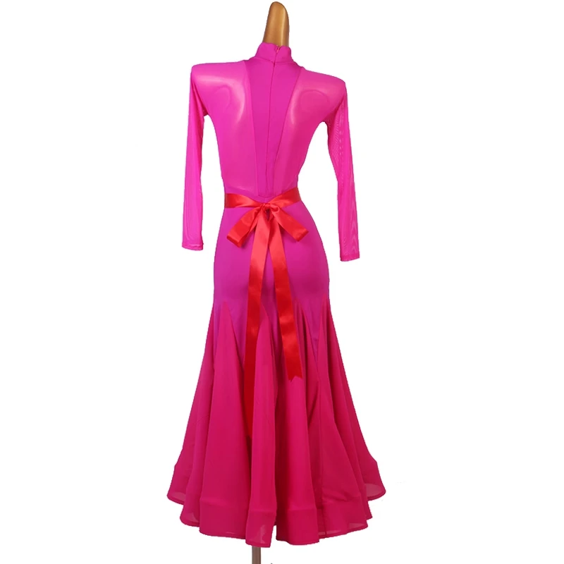 Sukienki walcowe damskie, standardowy strój konkursowy do tańca, sukienka balowa z wysokim kołnierzem, nowoczesna odzież do tańca towarzyskiego, strój na występy taneczne 4497