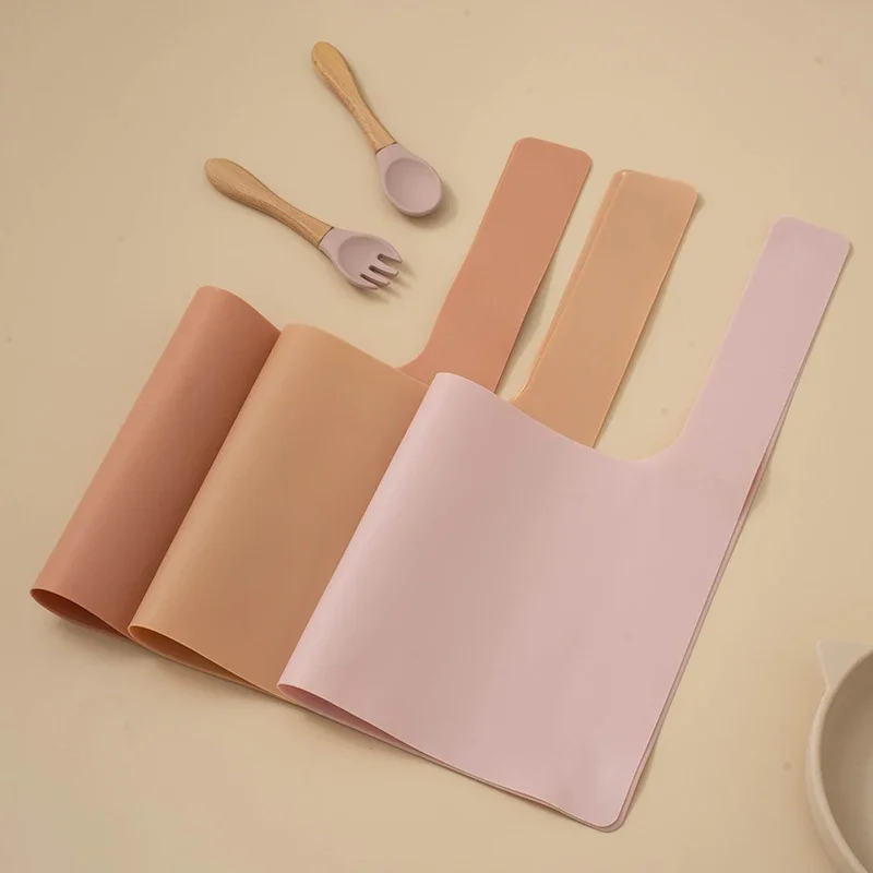 Solid Color Baby Soft Silicone Placemat High Chair Tray Mat Kids Non-slip Tableware Easy to Clean Infant Feeding Accessories