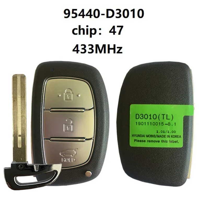 Smart Car Key Remote Control 3 Buttons 433MHz 47Chip Aftermarket PN:95440-D3010 95440 D3010 CN020129 For Hyundai Tucson 2018