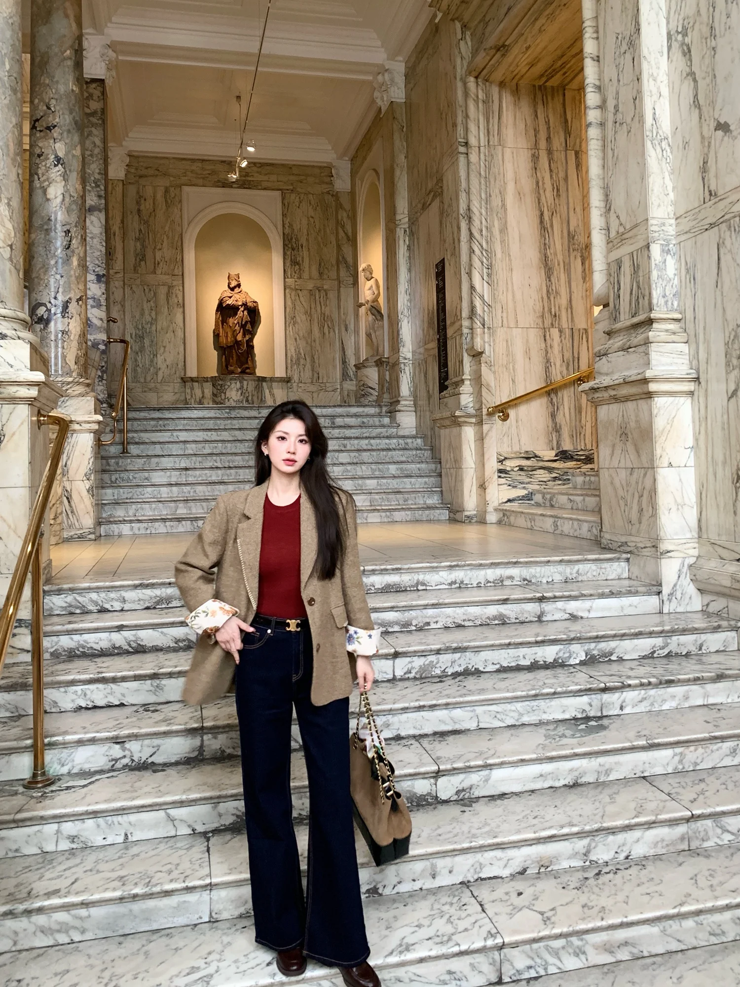 

Винтажные облегающие прямые брюки с высокой талией, оригинальные джинсы, женские модные хлопковые джинсовые брюки с украшениями из строчки