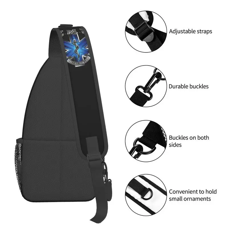 Cool Ems Star Of Life Sling Bags for Travel Hiking Men's Emt Crossbody Chest Backpack Shoulder Daypack